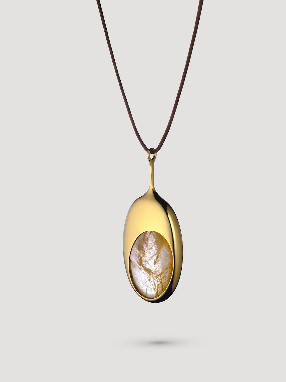Metanoia Pendant | 18k Yellow Gold and Rutilated Quartz