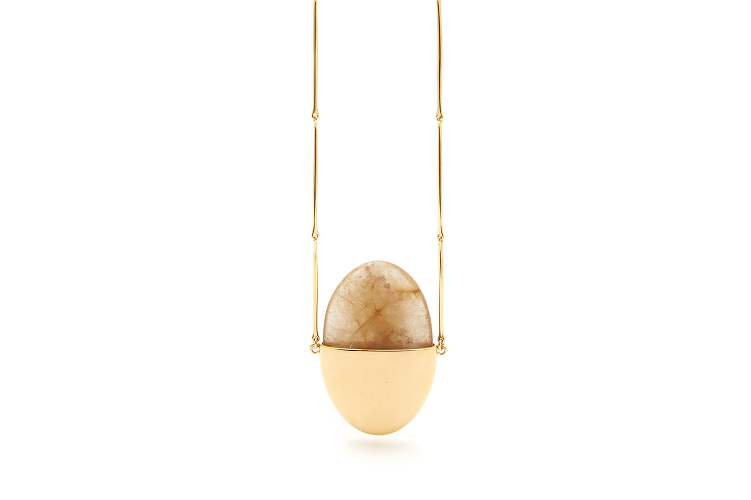A Beautiful Life Large Pendant | 18K Yellow Gold and Rutilated Quartz Crystal