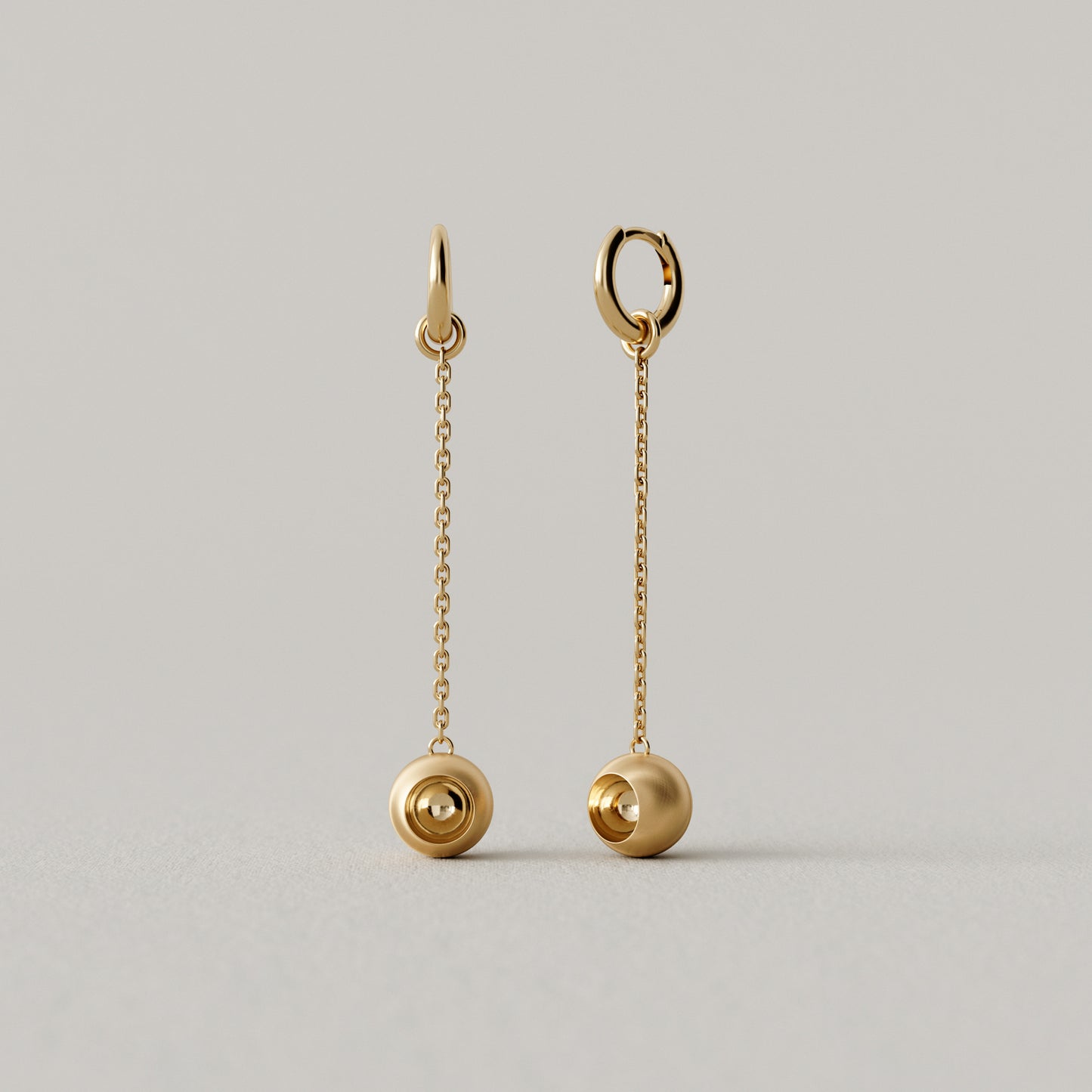 Cave Round | Drop Earring 60mm | 18k Yellow Gold