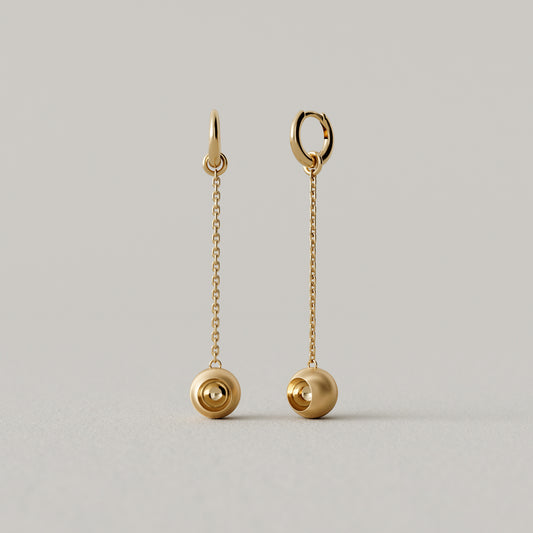 Cave Round | Drop Earring 60mm | 18k Yellow Gold