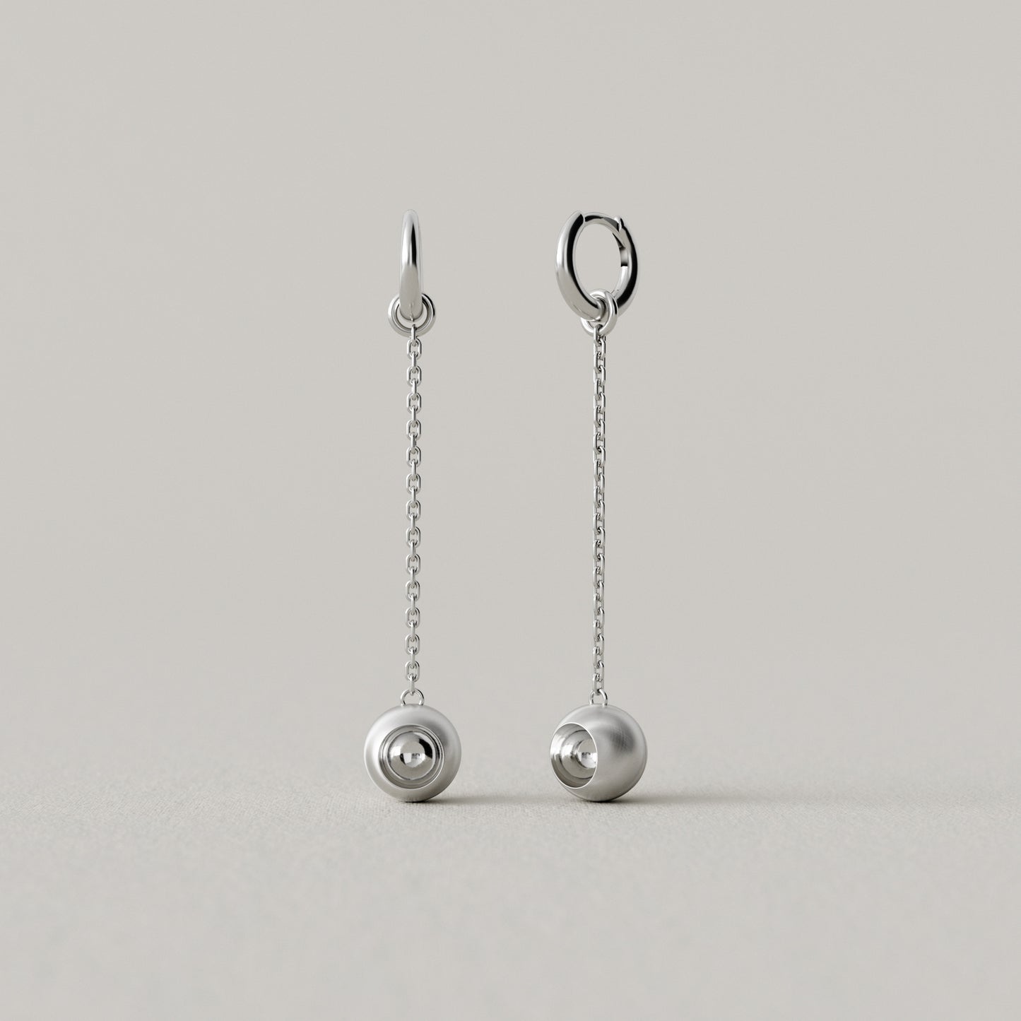 Cave Round | Drop Earring 60mm | Sterling Silver