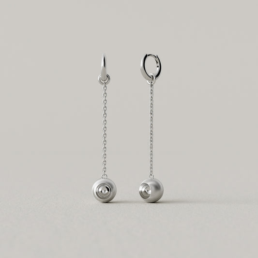 Cave Round | Drop Earring 60mm | Sterling Silver