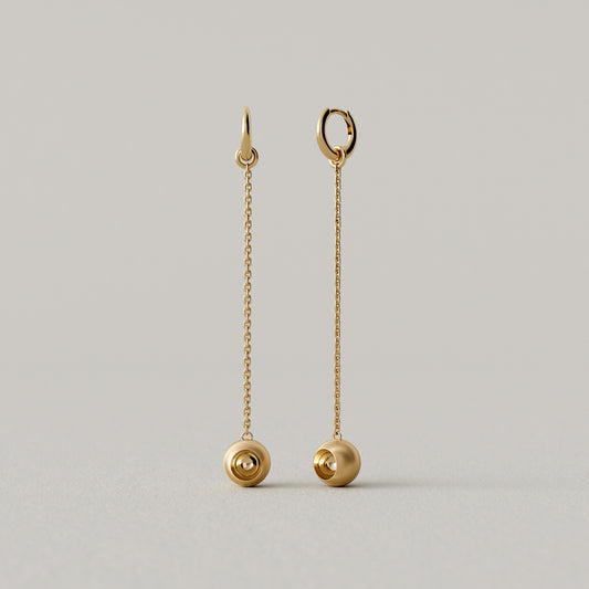 Cave Round | Drop Earring 80mm | 18k Yellow Gold