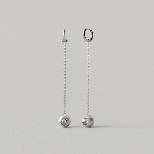 Cave Round | Drop Earring 80mm | Sterling Silver