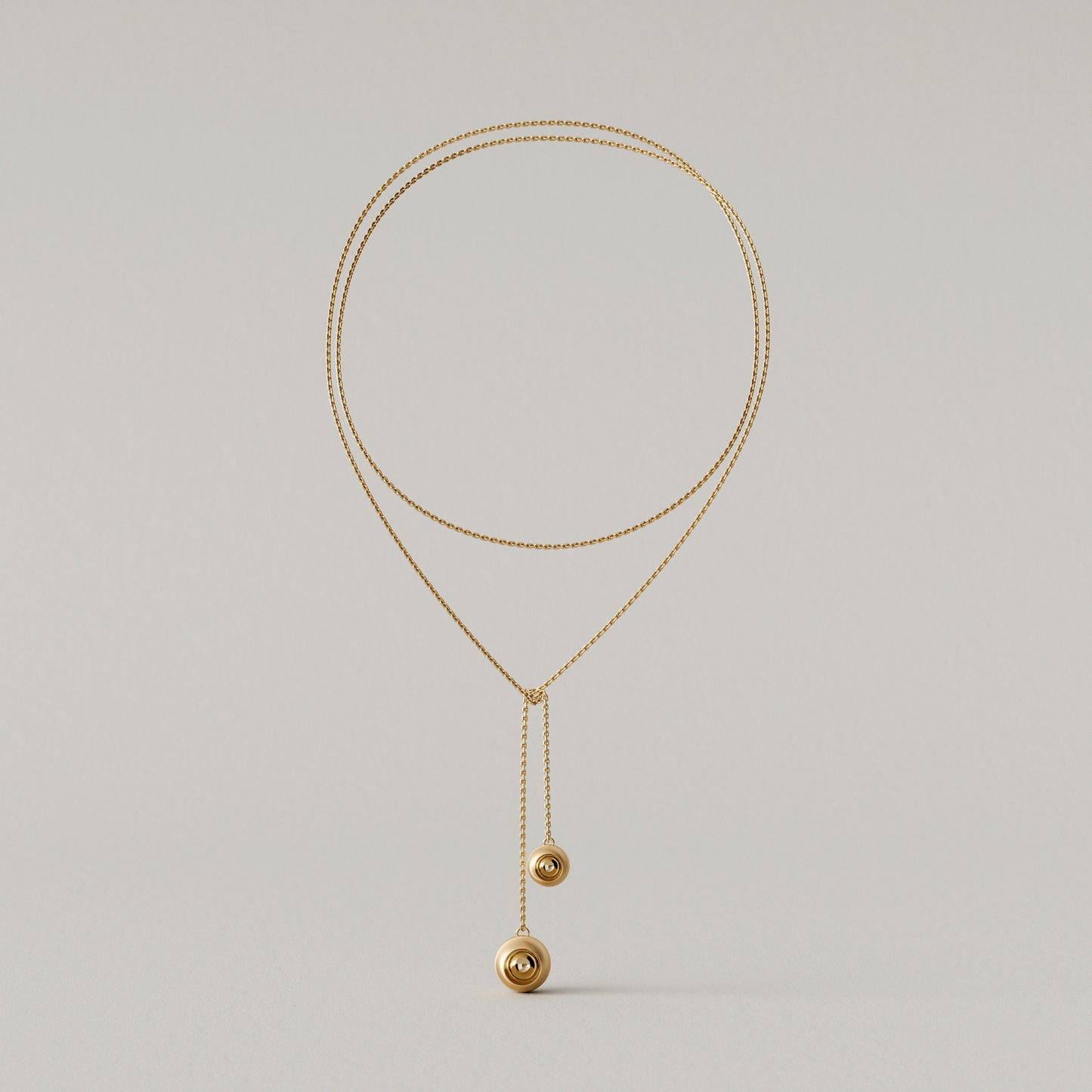 Cave Round | Lariat Necklace | 18k Yellow Gold