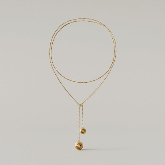 Cave Round | Lariat Necklace | 18k Yellow Gold