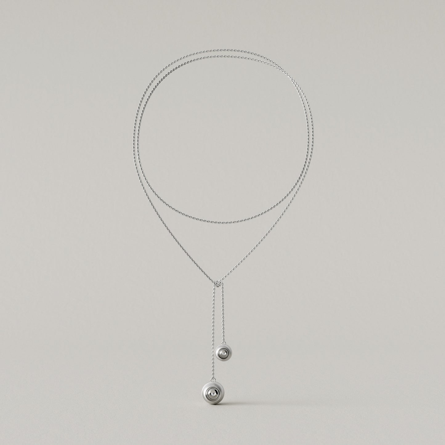 Cave Round | Lariat Necklace | Sterling Silver