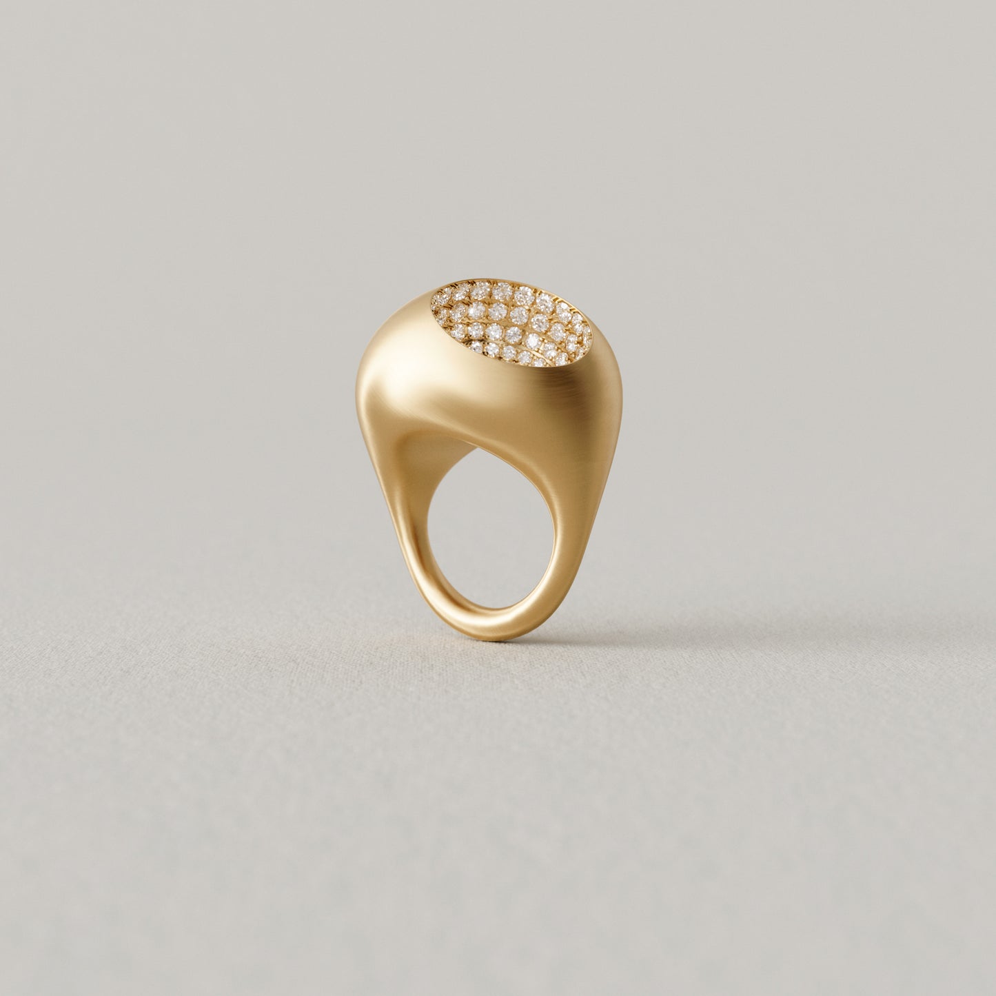 Cave Round | Statement Ring | 18k Yellow Gold with Diamonds