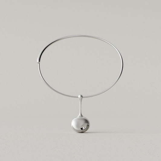 Cave Oval  | Torque with Pendant Large | Sterling Silver