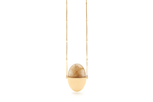 A Beautiful Life Small Pendant | 18k Yellow Gold and Rutilated Quartz Crystal