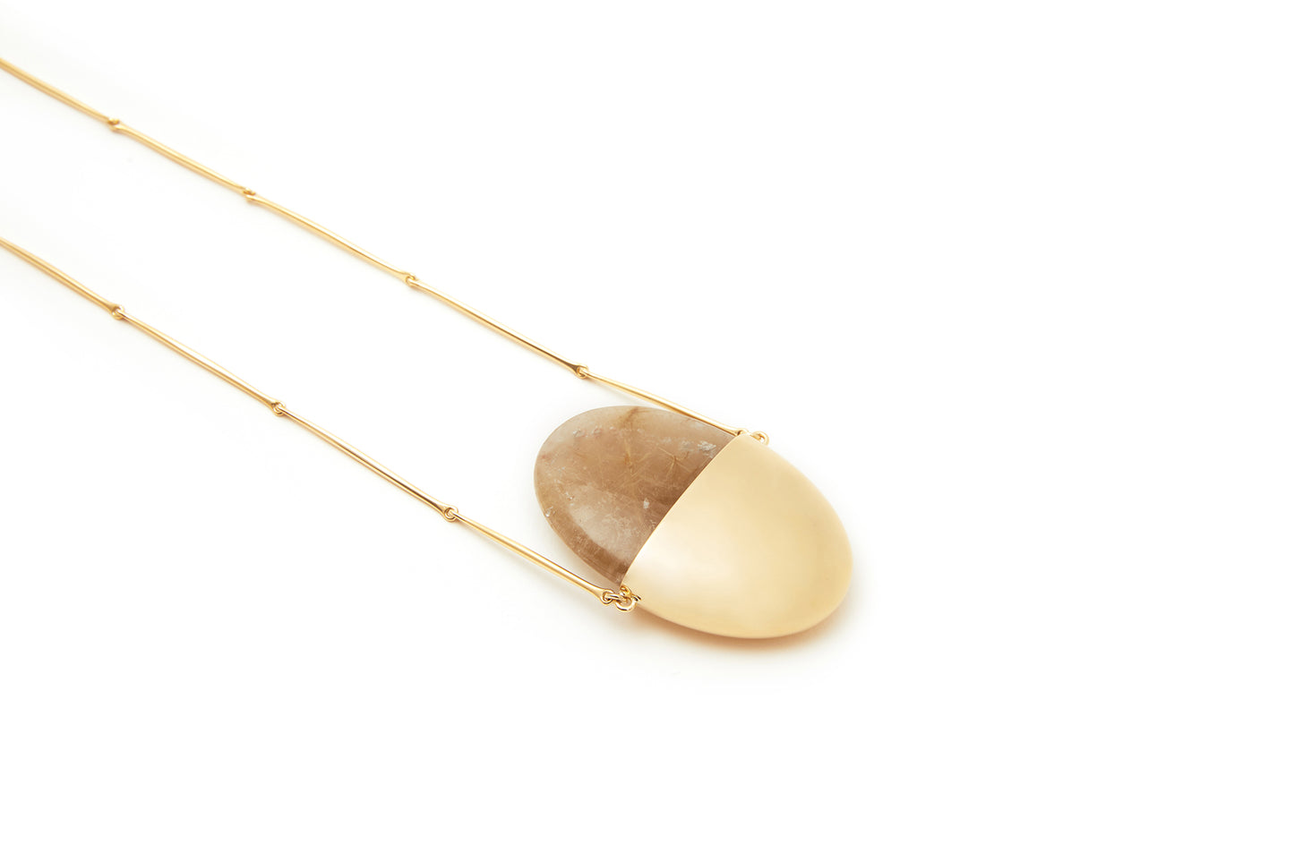 A Beautiful Life Small Pendant | 18k Yellow Gold and Rutilated Quartz Crystal
