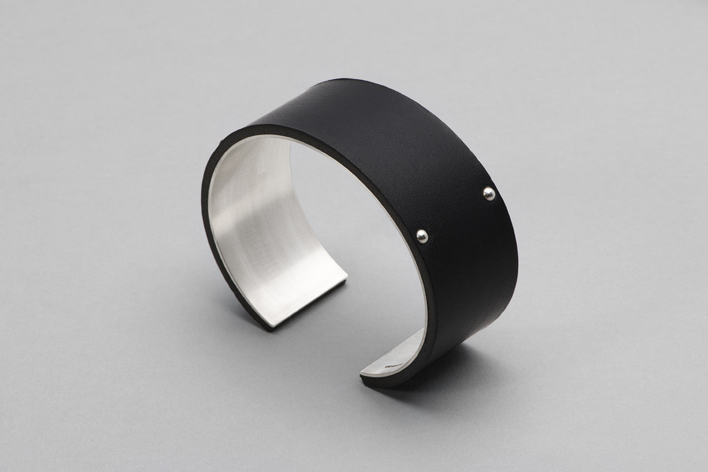 Wyatt Love Cuff | Black Leather and Sterling Silver
