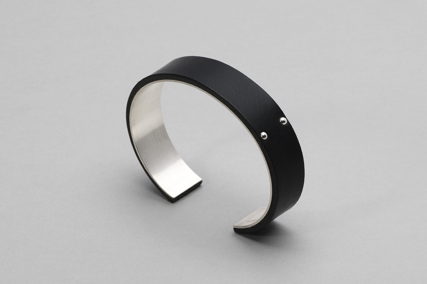 Wyatt Love Cuff | Black Leather and Sterling Silver