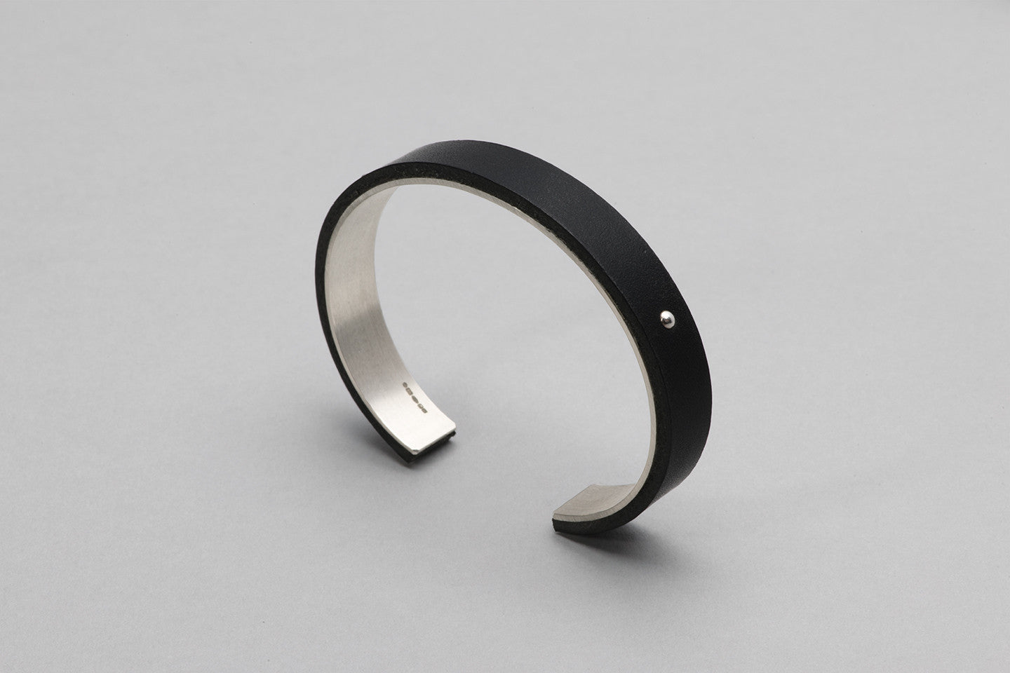 Wyatt Love Cuff | Black Leather and Sterling Silver