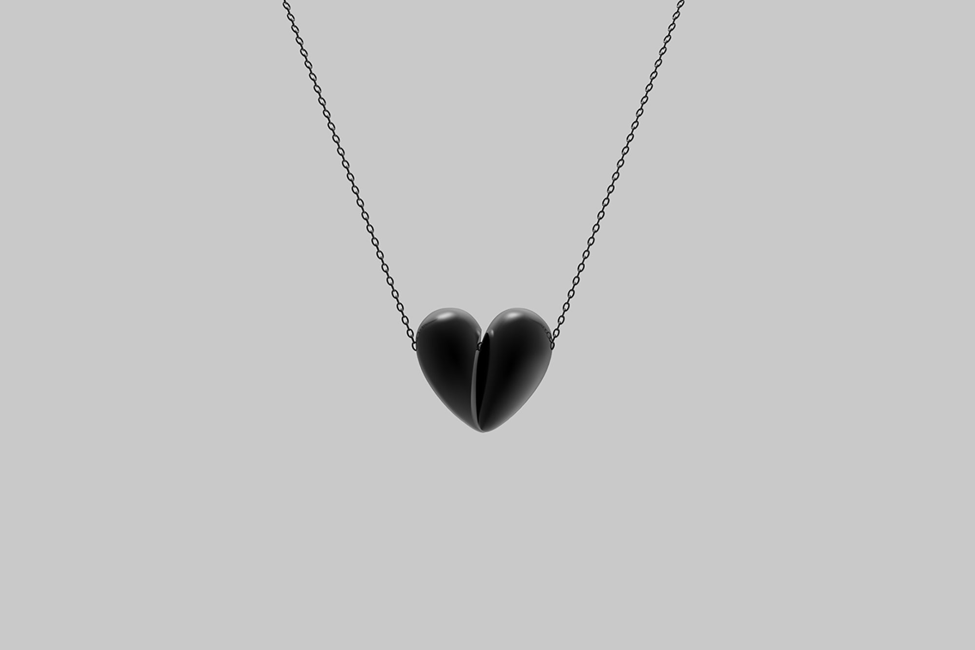 Black Love Large Pendant | Oxidised Sterling Silver