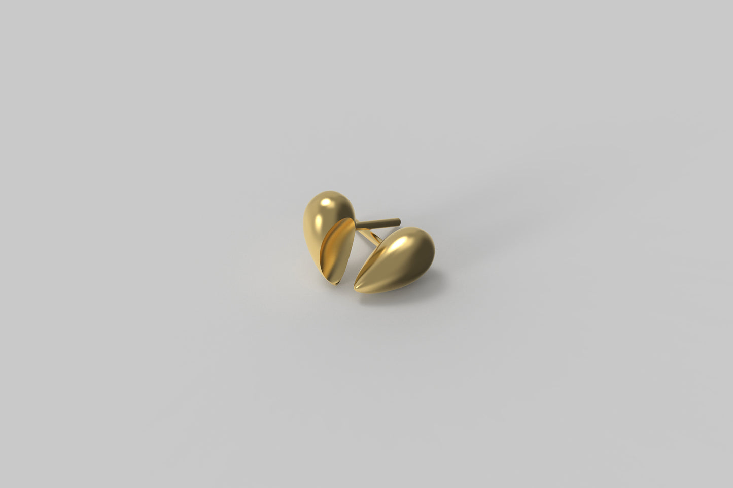 Black Love Ear Studs | 18K Yellow Gold