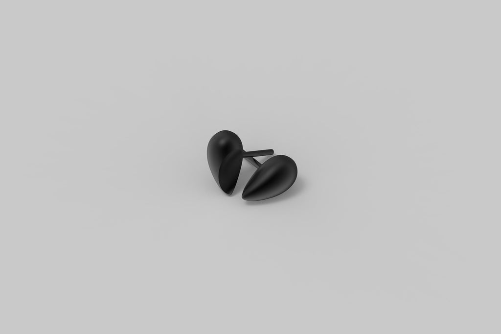 Black Love Ear Studs | Oxidised Sterling Silver